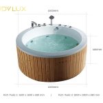 Kích thước bồn tắm jacuzzi massage acrylic rudylux rd-1006 tròn độc lập