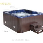 Kích thước bồn tắm jacuzzi massage acrylic rudylux rd-2201 vuông độc lập