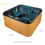 Kích thước bồn tắm jacuzzi massage acrylic rudylux rd-2208 vuông độc lập