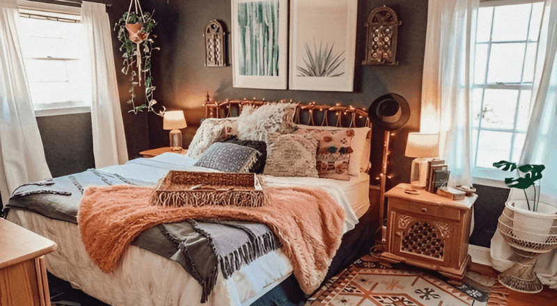 phòng ngủ phong cách bohemian