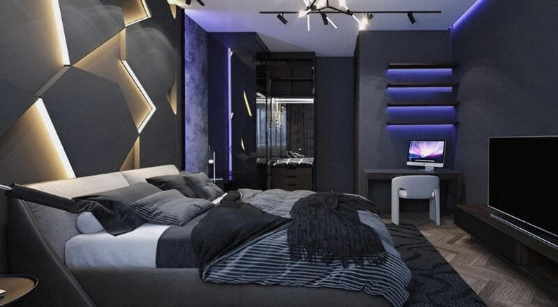 decor phòng ngủ bằng đèn led