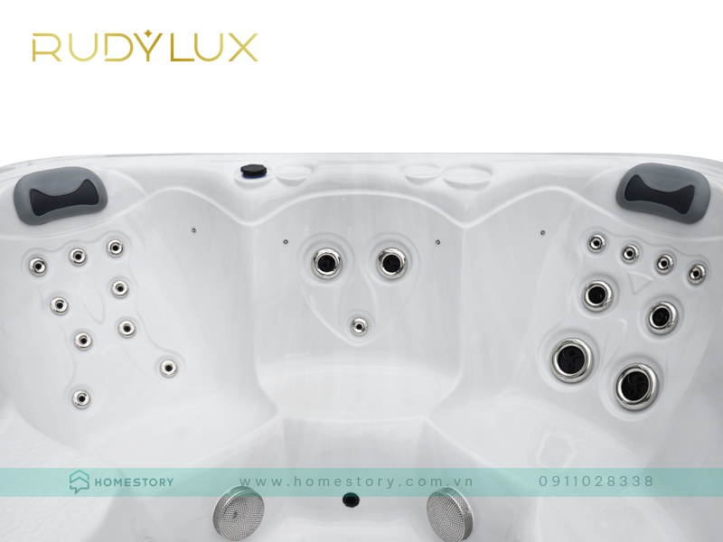Hệ thống massage có khu vực ngồi, gối tựa thư giãn của bồn Rudylux RD-878